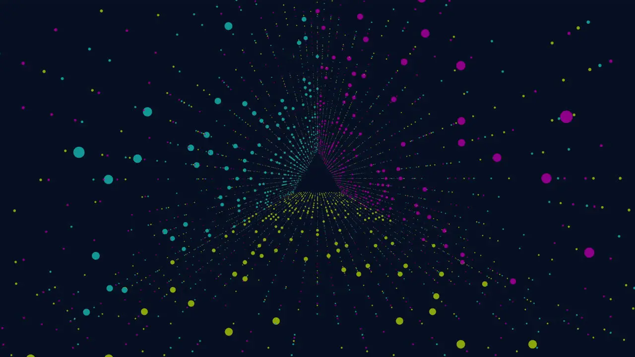 Motion triangle with colorful lines and dots