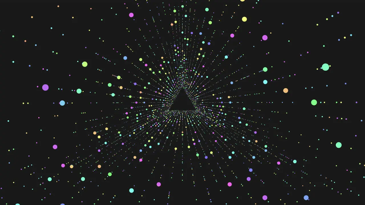 Vertigo triangle with rainbow lines and dots