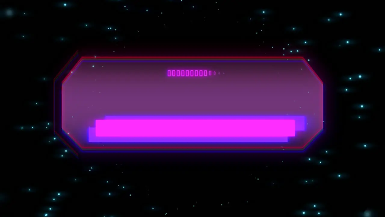 Digital screen with HUD elements and stars in galaxy