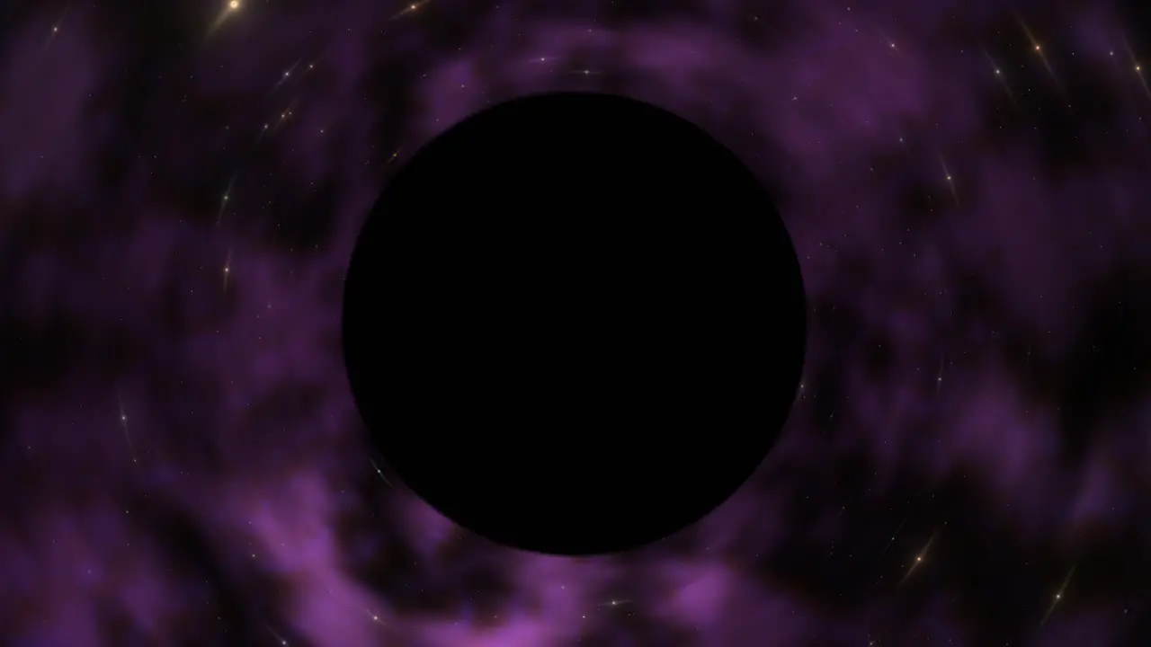 Slow zoom into supermassive black hole in purple nebula