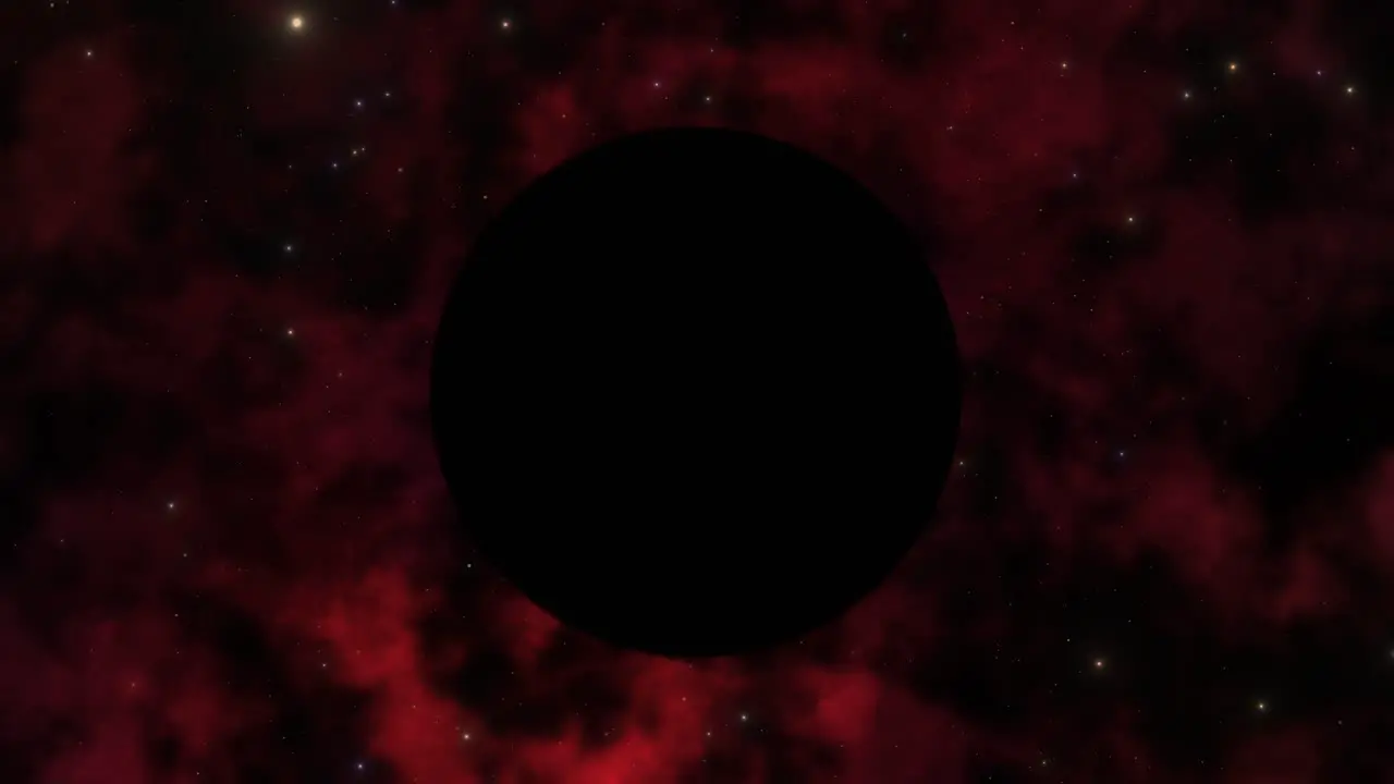 Slow zoom into supermassive black hole in dark red nebula