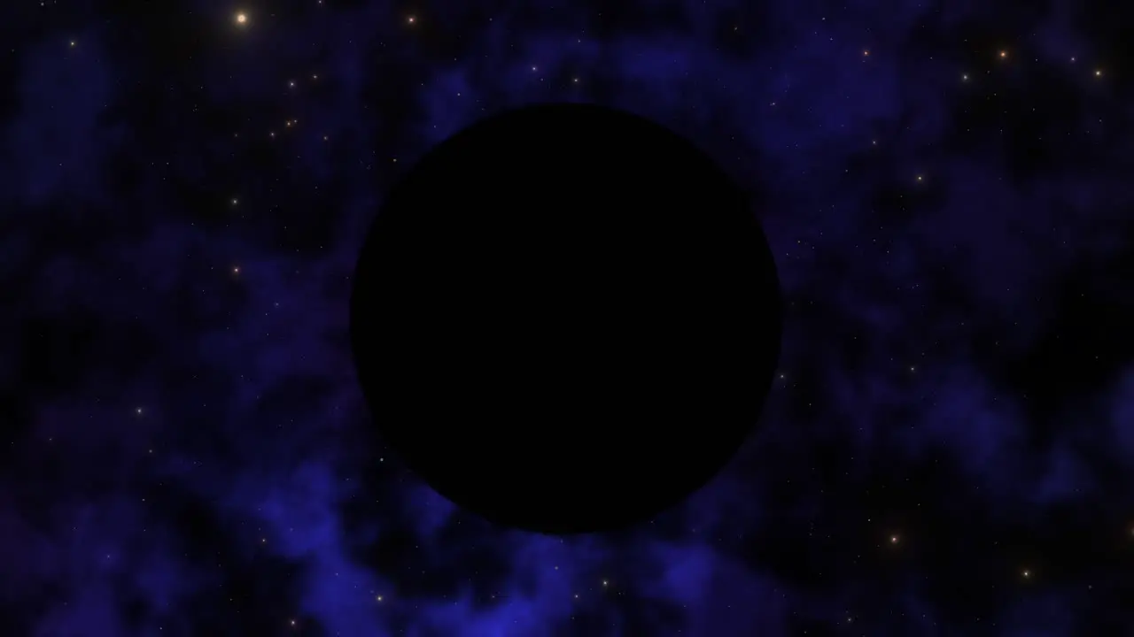 Slow zoom into supermassive black hole in dark blue nebula