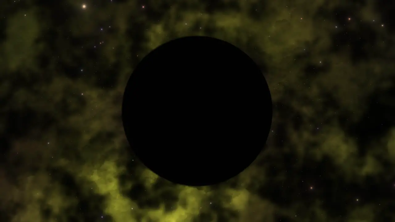 Slow zoom into supermassive black hole in yellow nebula