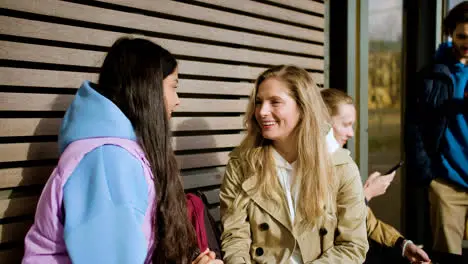 Young people at bus stop