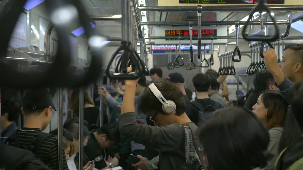 Busy Train Carriage in Seoul