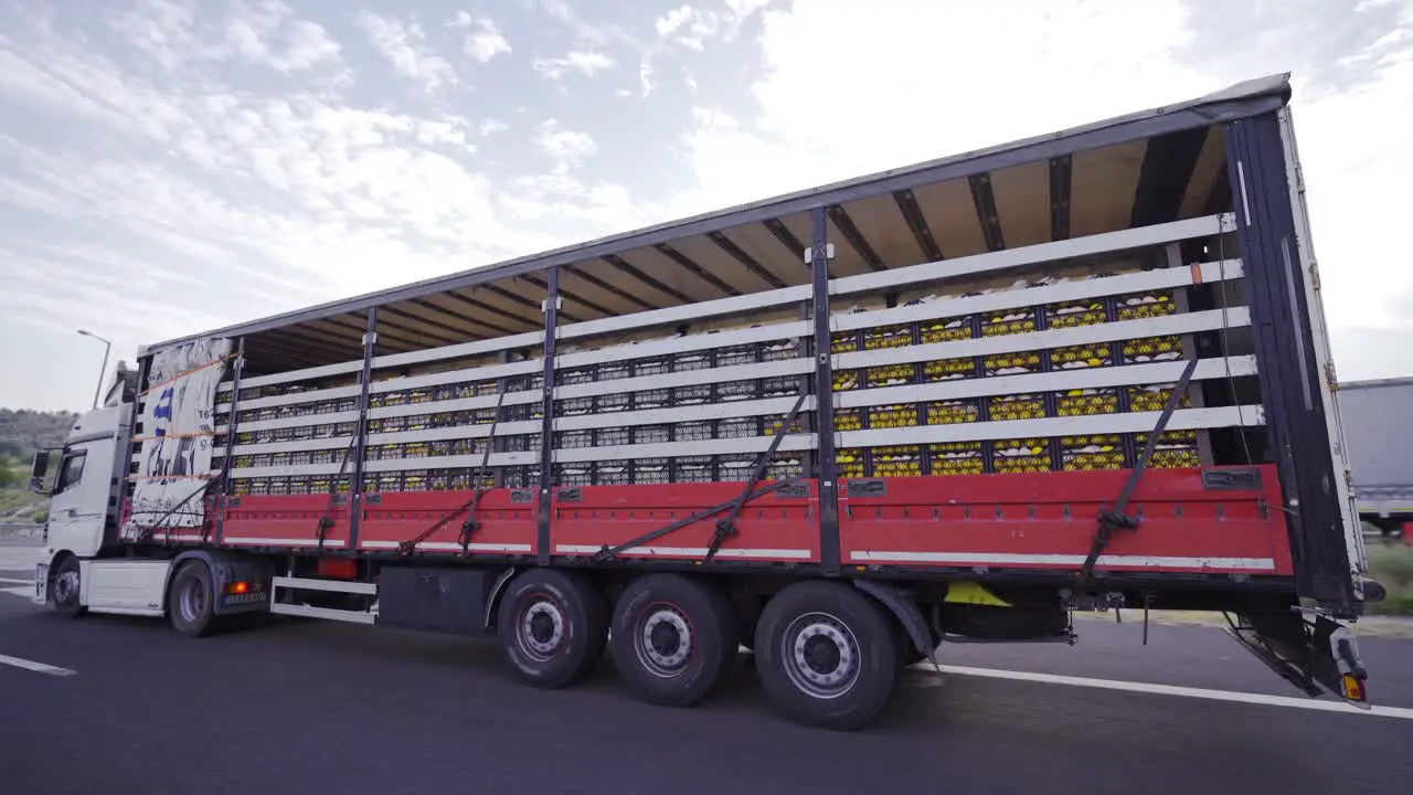 A truck that transports vegetables