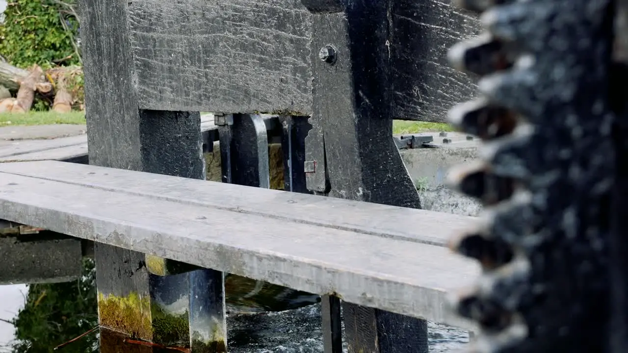 Water flowing through the old sluice gate  Dublin grand canal Ireland