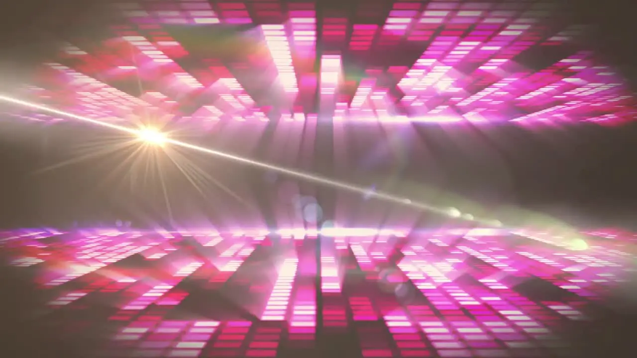 Animation of yellow light moving over glowing pink music equalizer