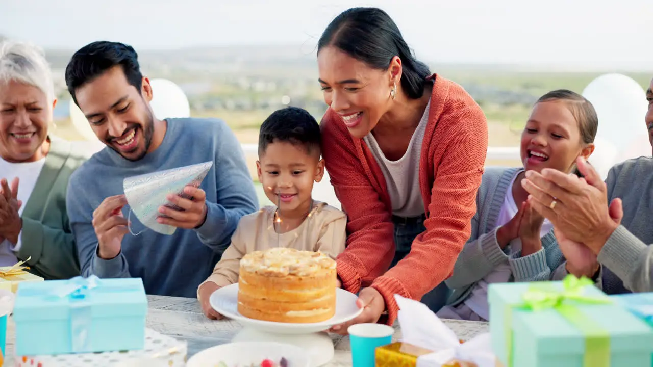 Happy family birthday and singing with applause