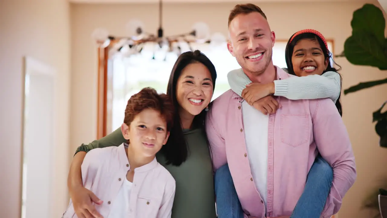 Home face and interracial in happy family