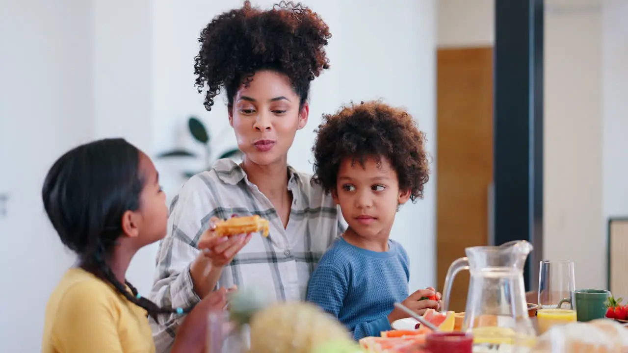 Eating together and mom with children