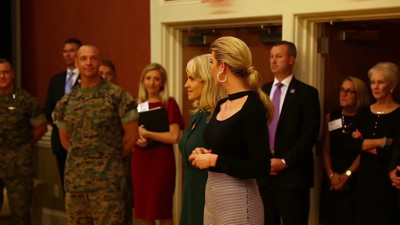 Ivanka Trump Addresses Soldiers At A Formal Military Event Accompanied By Kellyanne Conway