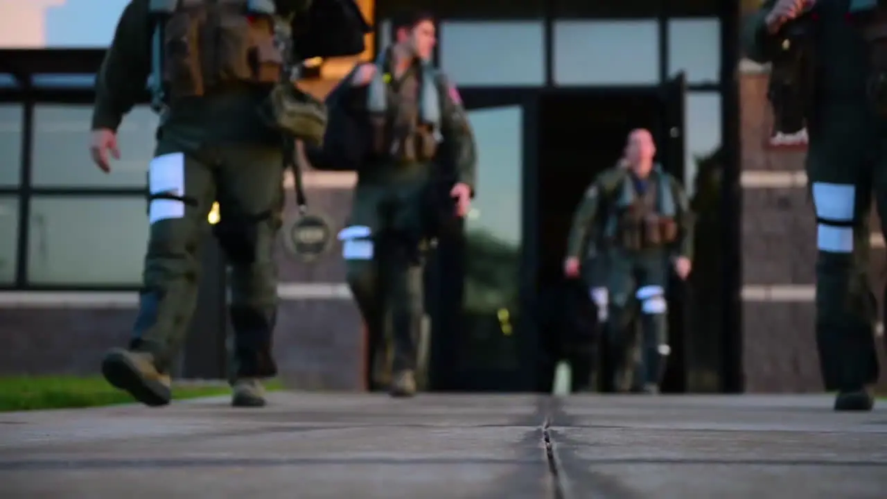 Us Airmen Exit A Building On The Pearl Harbor Joint Base