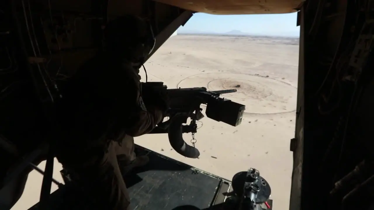 Us Marines With Mawts-1 Conduct An Mv-22B Osprey Aircraft Tail Gunnery Tactical Airborne Certification Exercise