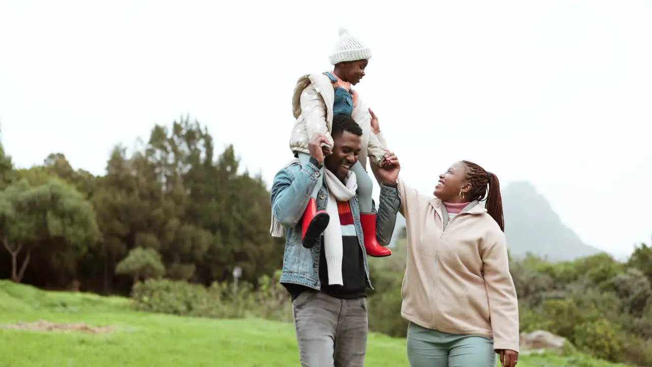 Father mother or child in park with parents