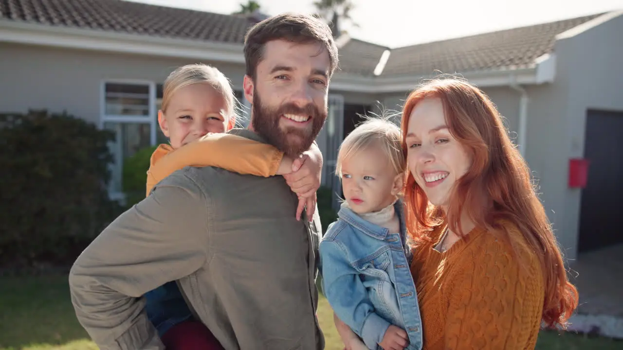 Happy family parents and children in portrait