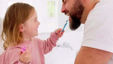 Happy family dental and brushing teeth with girl