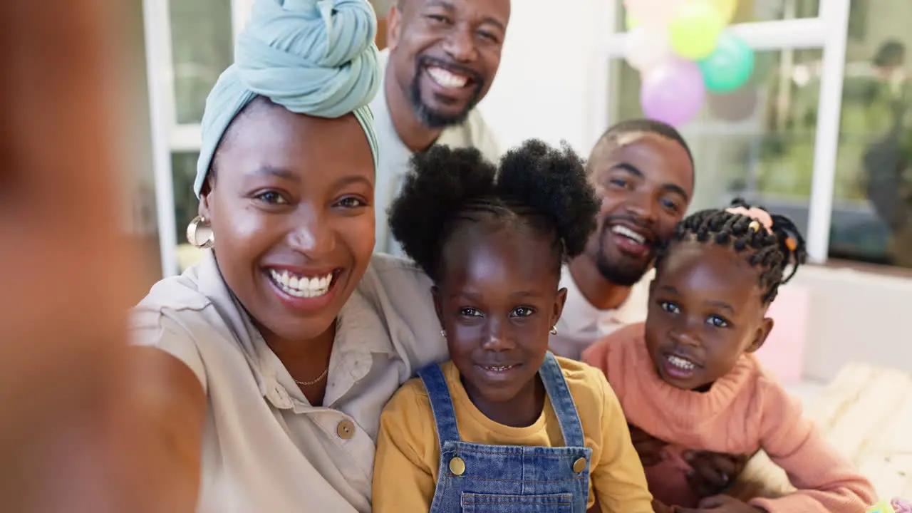 Black family selfie and a smile of parents