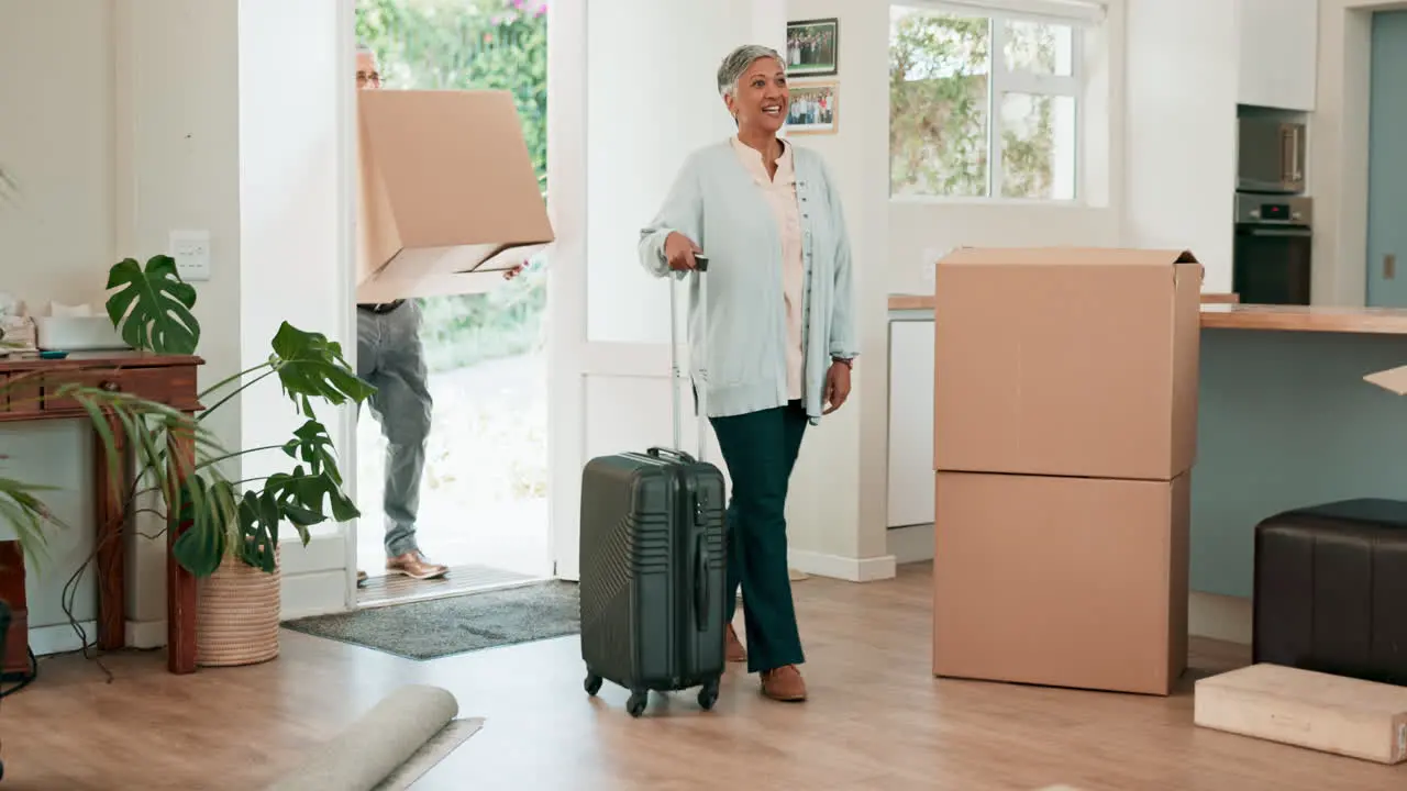 Grandparents boxes or big family walking in new