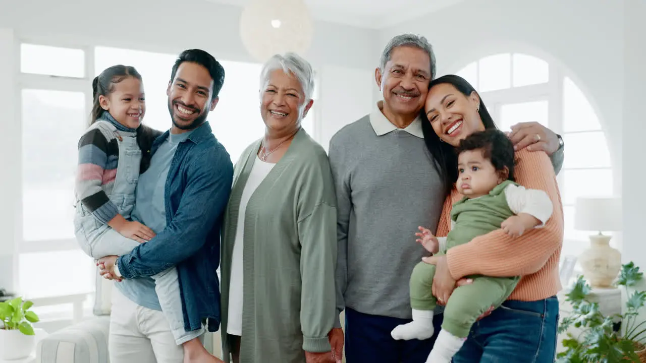 Happy family children and grandparents portrait