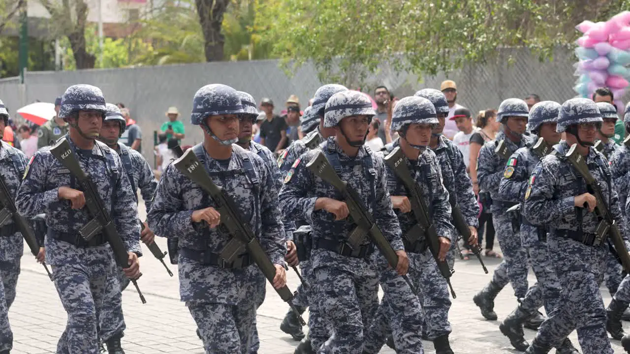 Armed Forces of the National Army marching through Monterrey Nuevo León in the commemorative parade of the Independence of Mexico