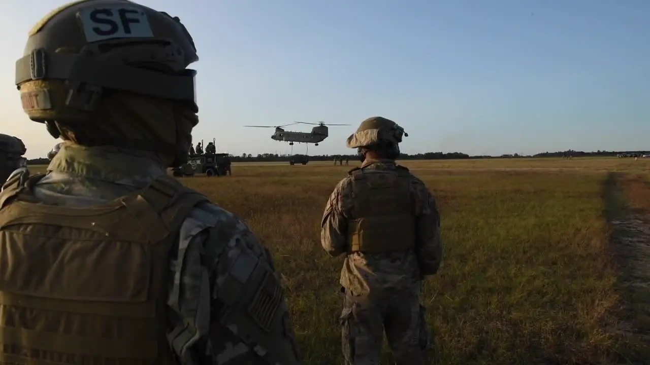 Soldiers Airmen And Chinook And Black Hawk Helicopter Operations During Training Exercise Guardian Shield 3