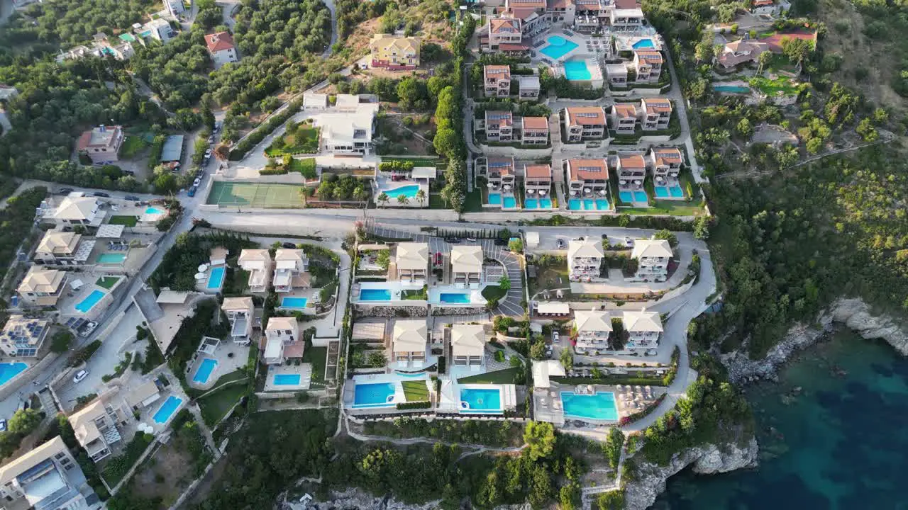 Holiday Resort Hotel with swimming pool villa's at Syvota Epirus Greece Aerial Birdseye