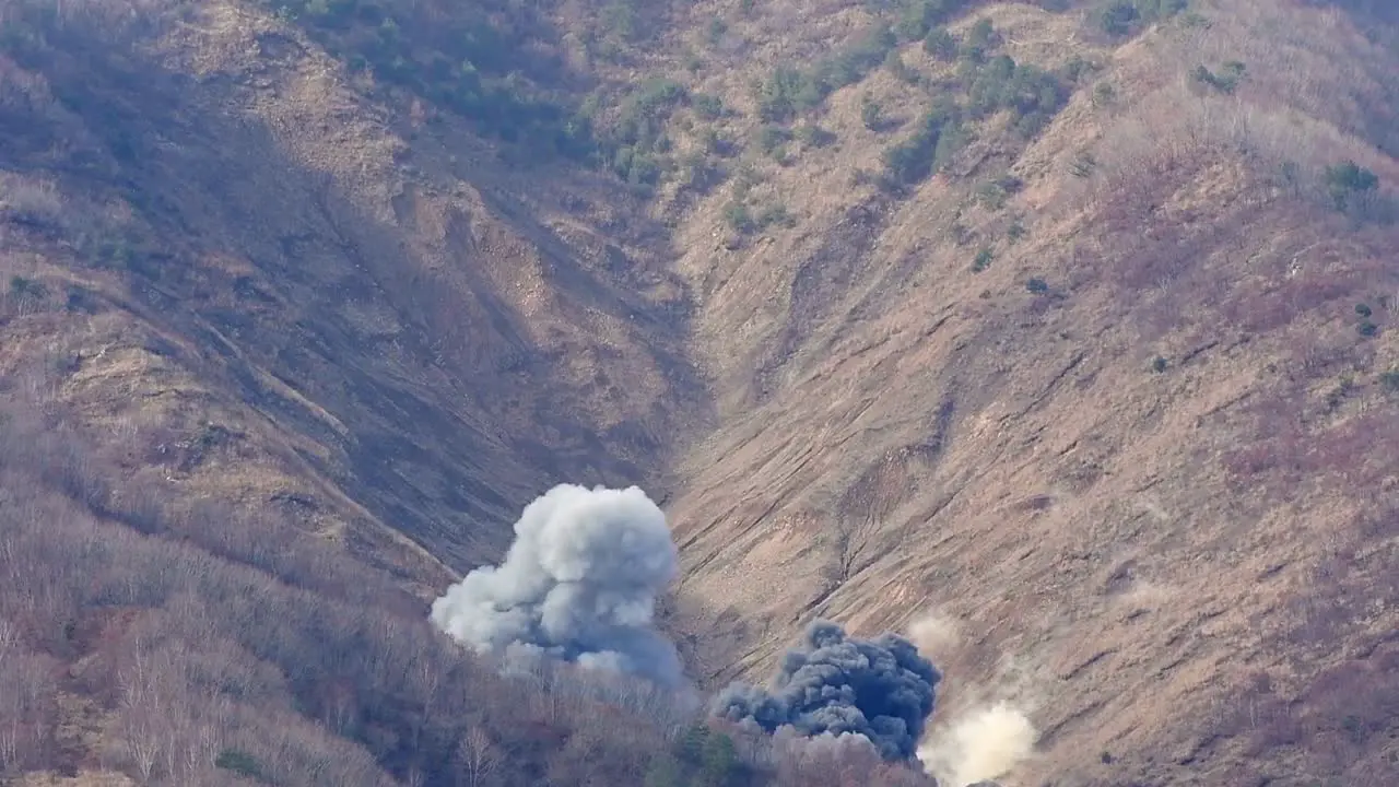 Detonation Of Aerial Bombs Aimed At Targets At The Pilsung Range South Korea