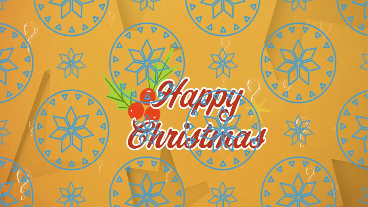 Animation of flowers in circles over happy christmas text with cherries over abstract background