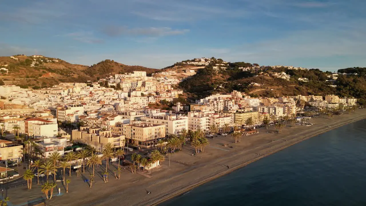 La Herradura beach and boulevard in Almunecar Granada Spain Aerial 4k