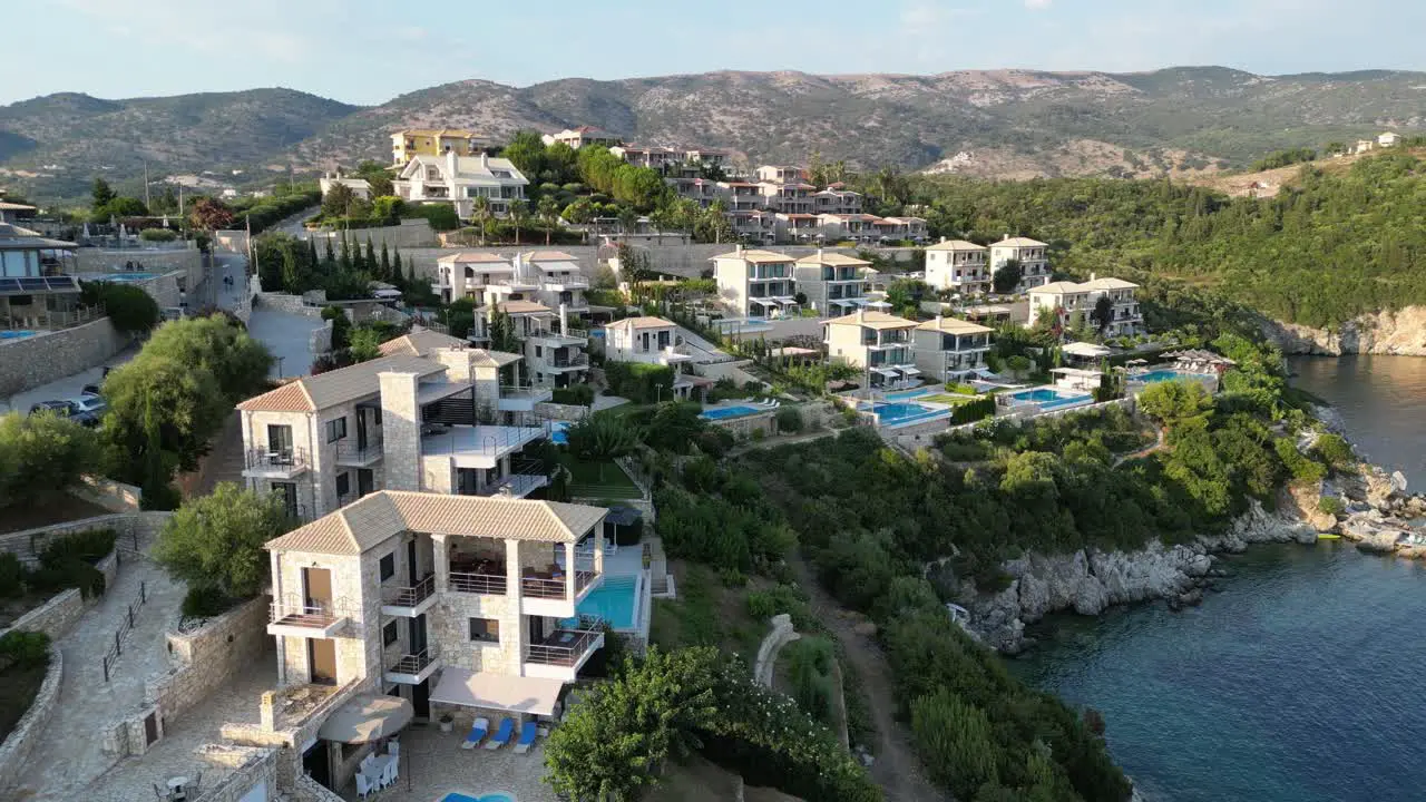 Holiday Resort Hotel with swimming pool apartments at Syvota Epirus Greece Aerial