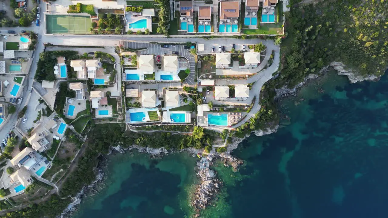 Luxury Hotel Resort with swimming pool villa's at Syvota Epirus Greece Aerial