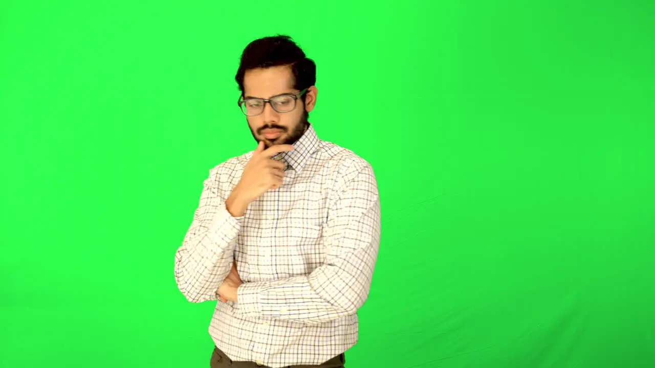 office guy standing near green background green screen