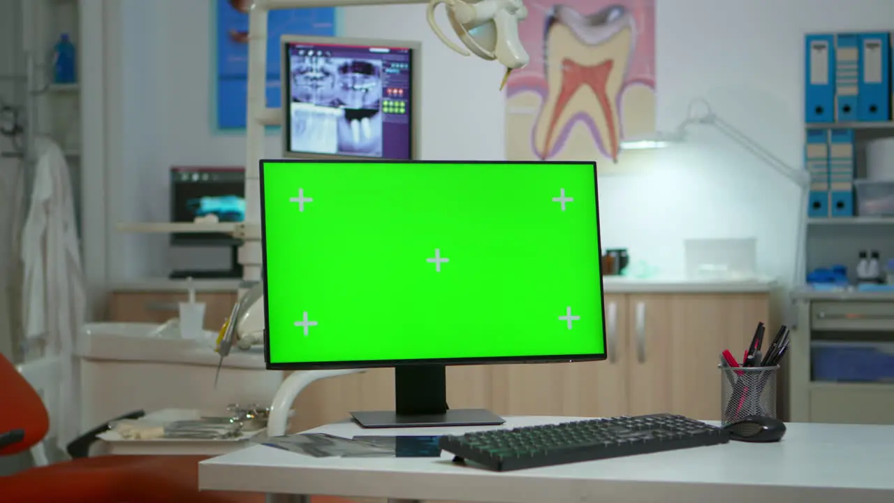 Computer with mockup display placed in dental office