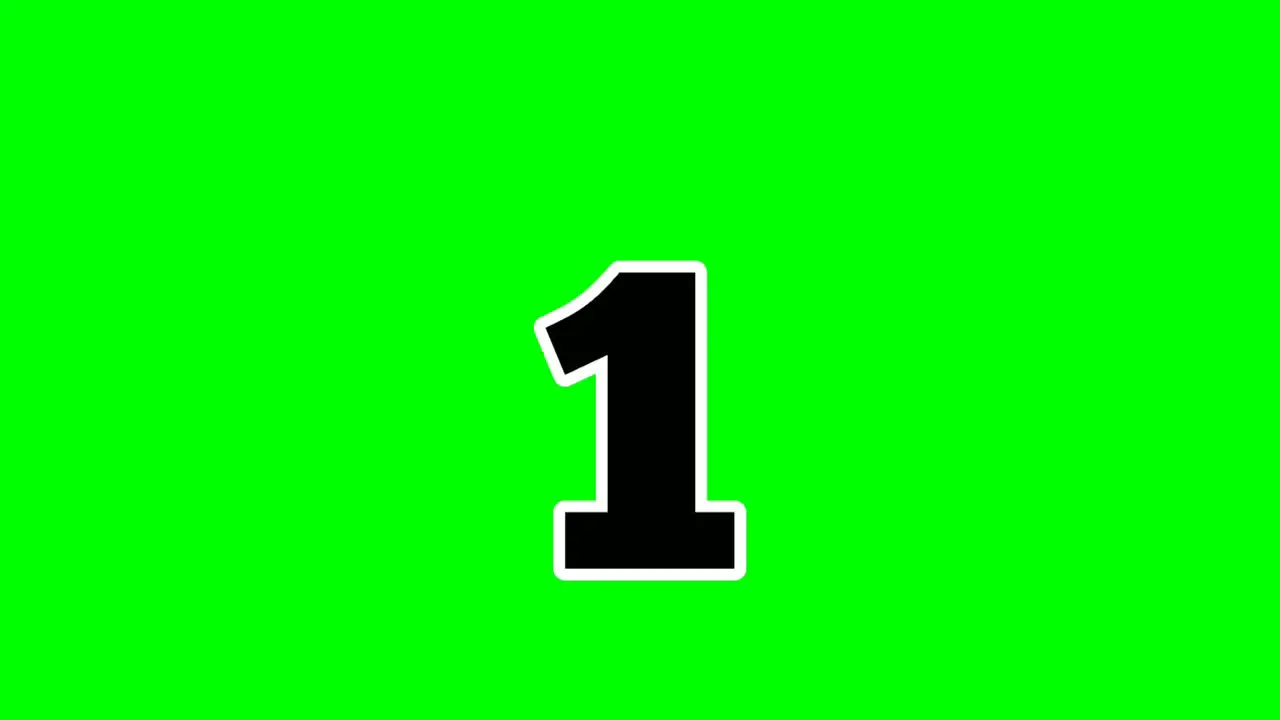 Number 1 animation green screen