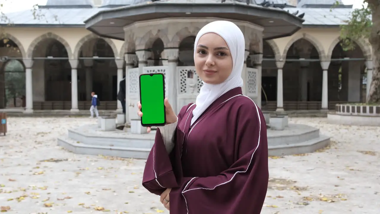 Girl Showing Green Screen