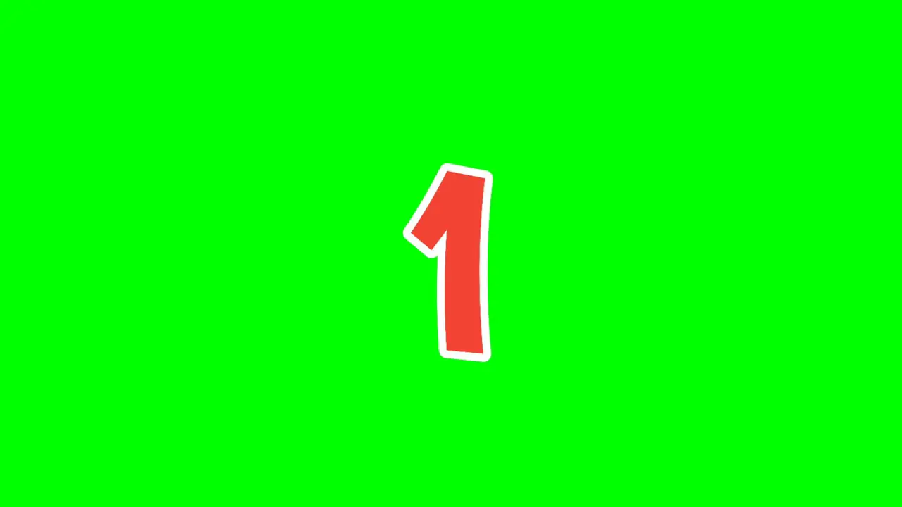 Number 1 one animation green screen