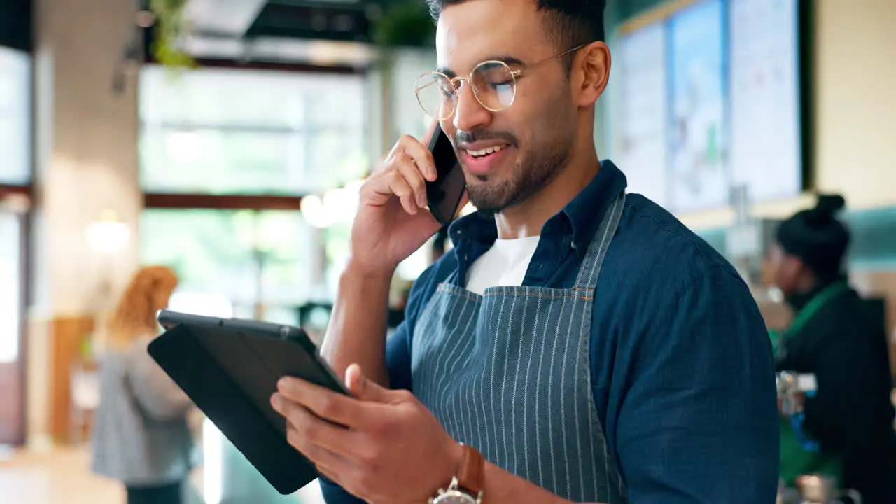 Barista phone call and tablet for restaurant