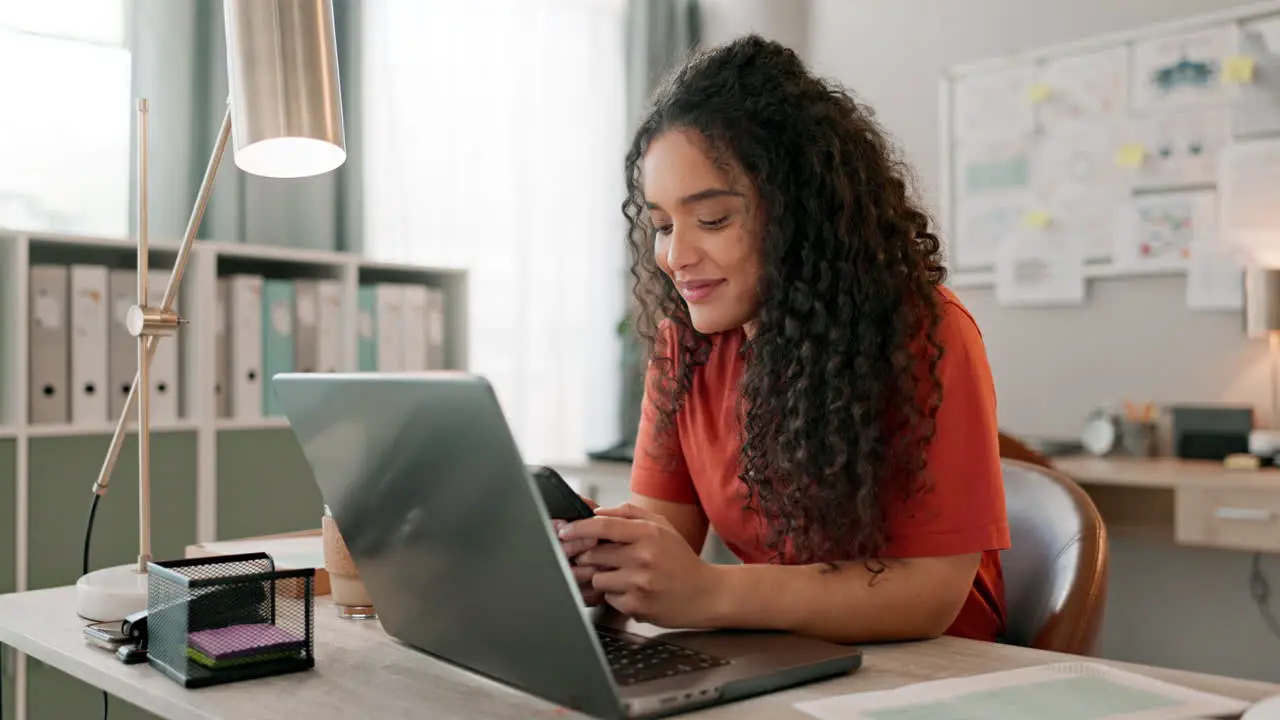 Laptop phone and design with a woman in a small