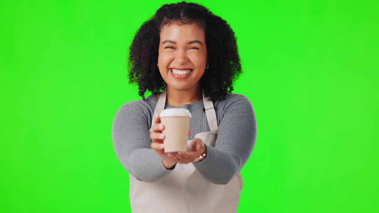 Coffee green screen and woman