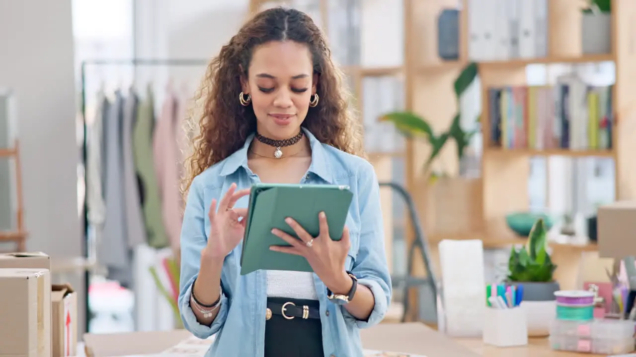 Woman boxes and tablet for office logistics