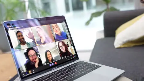 A video call on the laptop