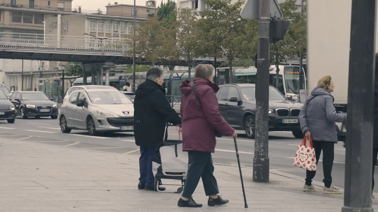 Elderly People Waiting To Cross a Road Porte de Vincennes Île-De-France