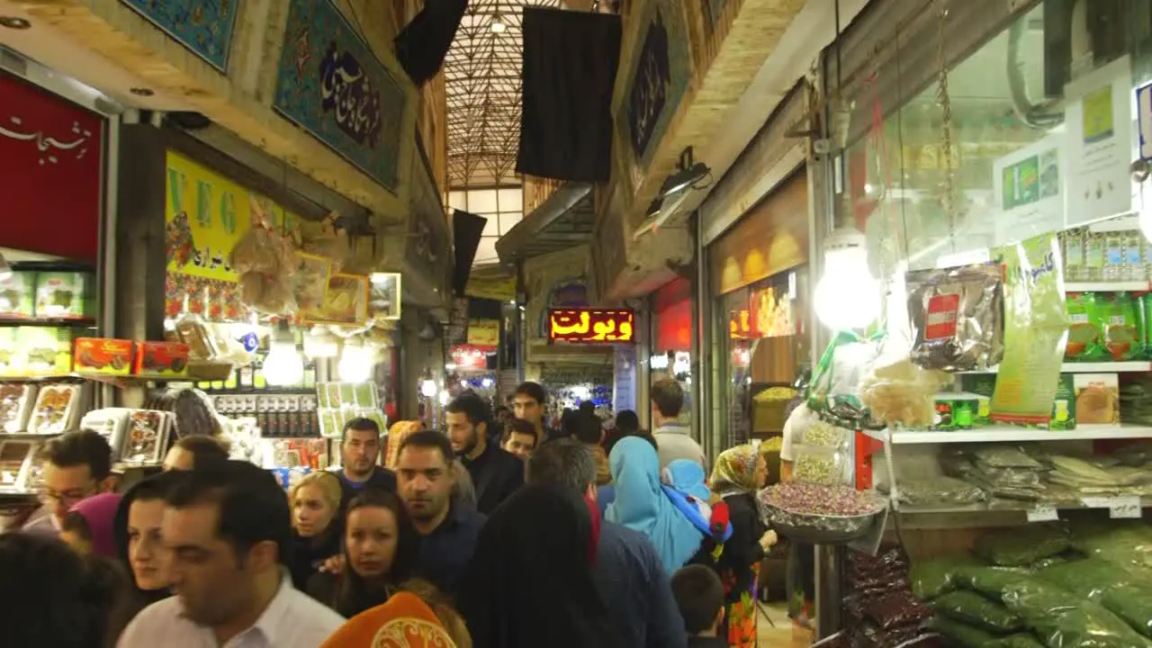 Crowds walking through Tajrish Bazaar in Tehran Iran