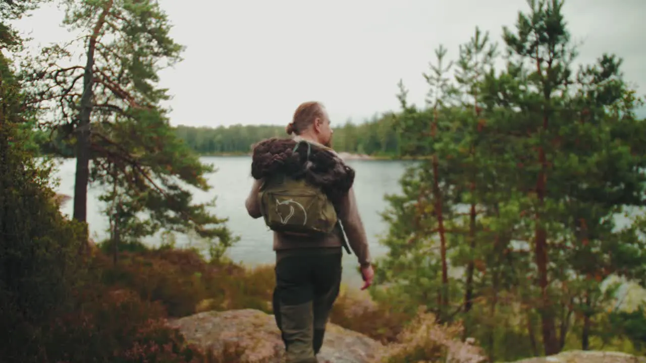 Finland Guy Walking in Forest 4K