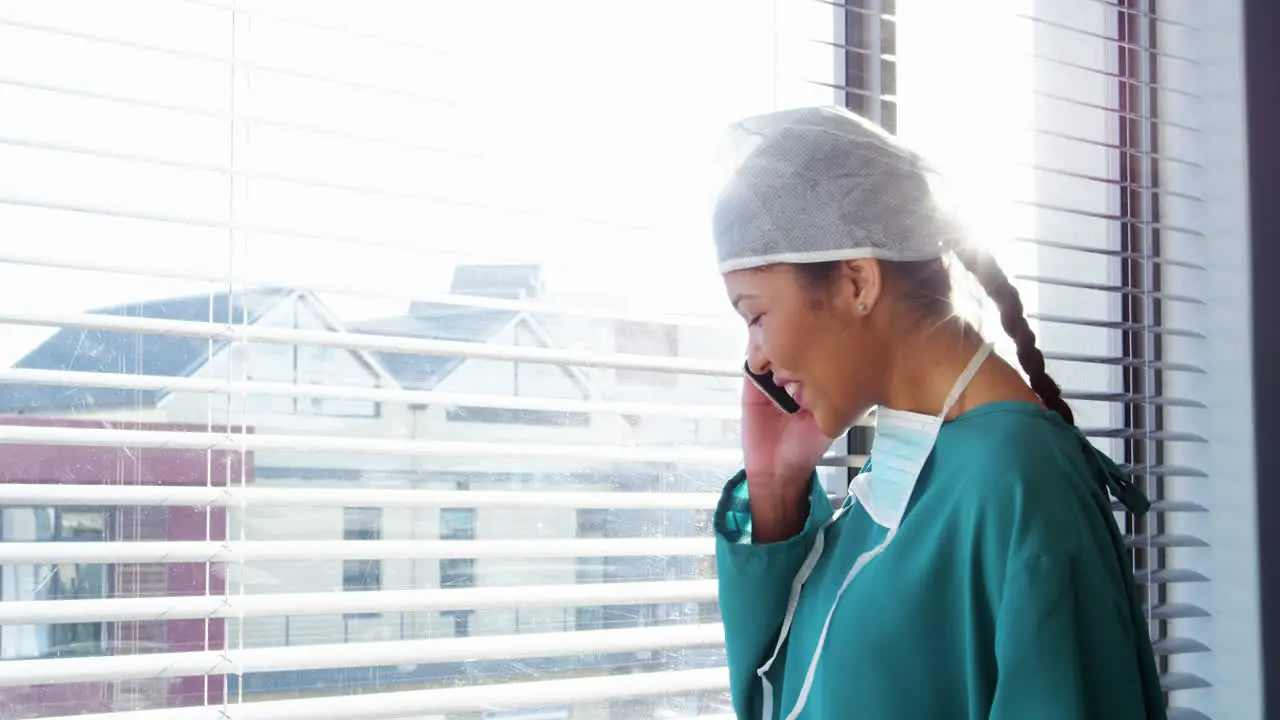 Nurse talking on mobile phone