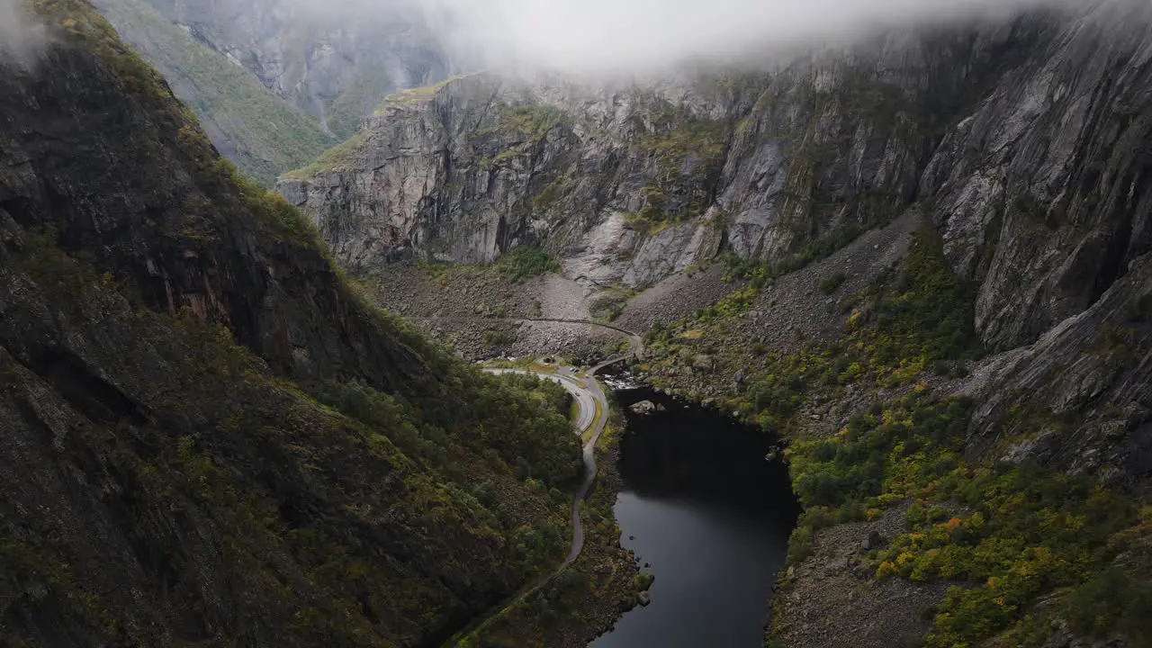 Flying trough Måbødalen valley in Western Norway