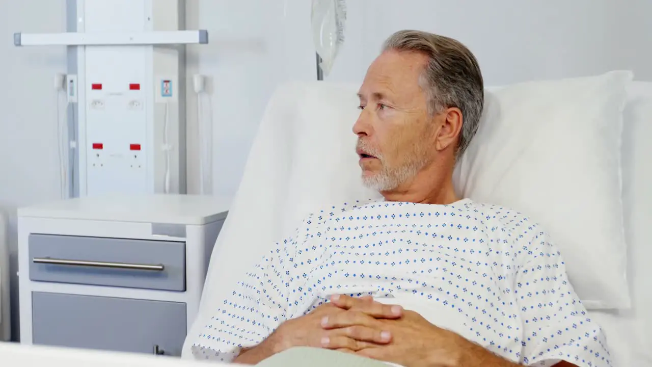 Patient lying on the bed