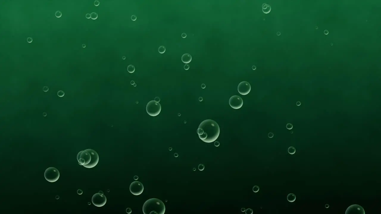 Bubble liquid 3D animation rising through ocean water motion graphics background beverage soda visual effect soap particles digital art oil green