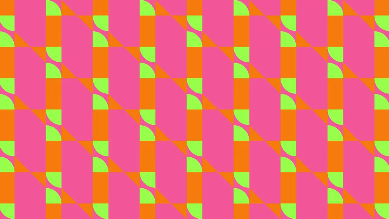 2D tile colourful animation geometric pattern visual effect motion graphics retro illusion shapes symmetry graphics background pink orange lime